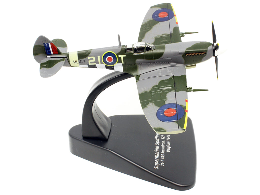 Supermarine Spitfire Mk IXE Fighter Aircraft '21-T 443 Squadron 127 Wing Belgium' (1945) Royal Canadian Air Force 'Oxford Aviation' Series 1/72 Diecast Model Airplane by Oxford Diecast