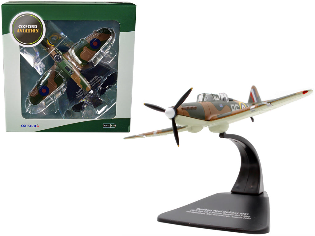 Boulton Paul Defiant MK I Fighter Plane Pilot: Sqn Ldr P Hunter Gunner Sgt F King 264 Squadron RAF Hornchurch (August 1940) 'Oxford Aviation' Series 1/72 Diecast Model Airplane by Oxford Diecast