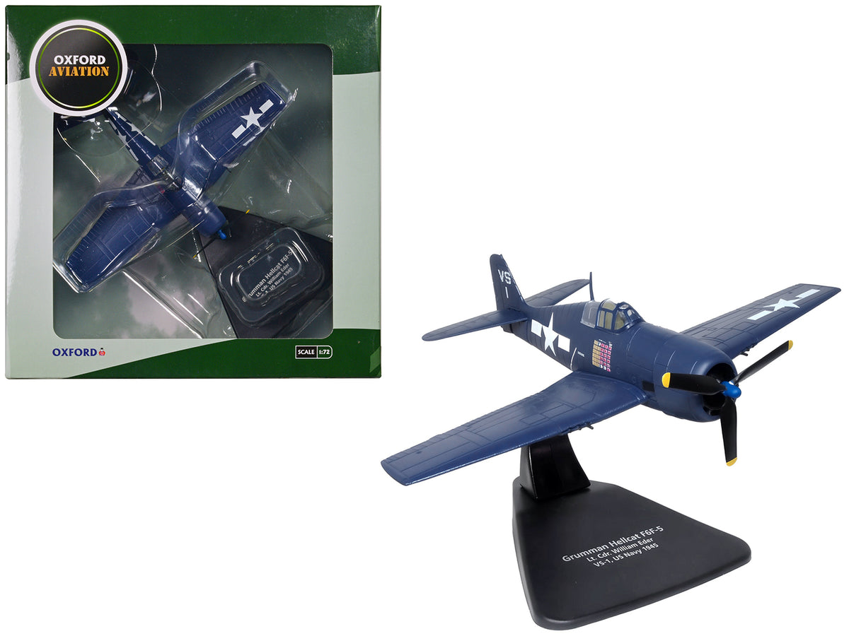 Grumman Hellcat F6F-5 Fighter Aircraft 'Lt. Cdr. Willard E. Eder VS-1' (1945) United States Navy 'Oxford Aviation' Series 1/72 Diecast Model Airplane by Oxford Diecast