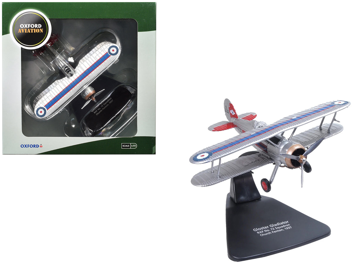 Gloster Gladiator Fighter Aircraft 'No. 72 Squadron Church Fenton' (1937) British Royal Air Force 'Oxford Aviation' Series 1/72 Diecast Model Airplane by Oxford Diecast