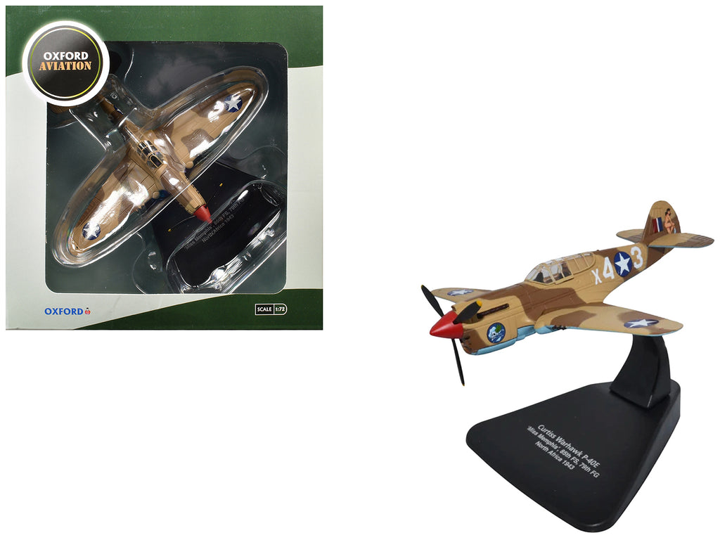 Curtiss Warhawk P-40E Fighter Aircraft 'Miss Memphis 85th Fighter Squadron 79th Fighter Group North Africa' (1943) United States Army Air Forces 'Oxford Aviation' Series 1/72 Diecast Model Airplane by Oxford Diecast