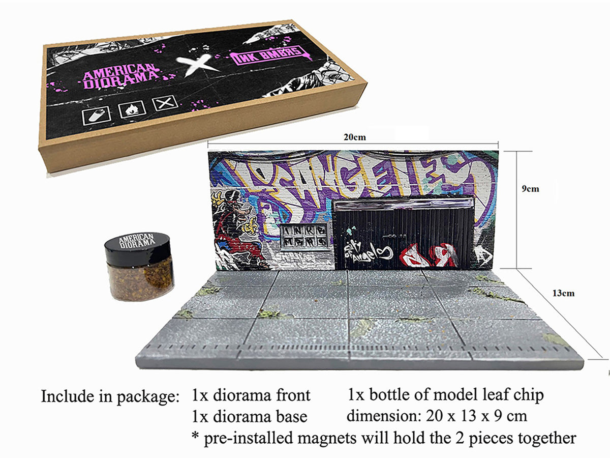 'American Diorama X INK BMBRS - LA Graffiti' Street Art Diorama for 1/64 Scale Models by American Diorama