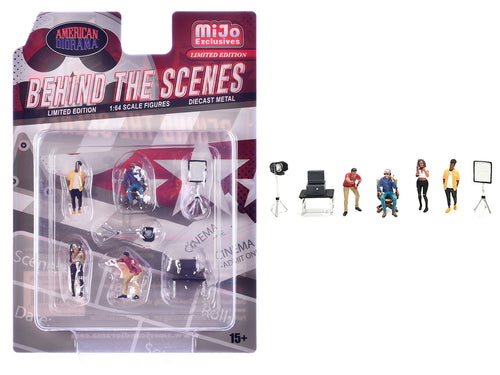 'Behind The Scenes' 7 piece (4 People 3 Accessories) Diecast Figures Set 1/64 Scale Models by American Diorama