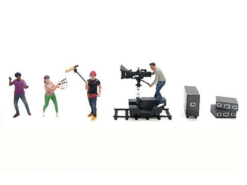 'Behind The Scenes #2' 7 piece (4 People 3 Accessories) Diecast Figures Set 1/64 Scale Models by American Diorama