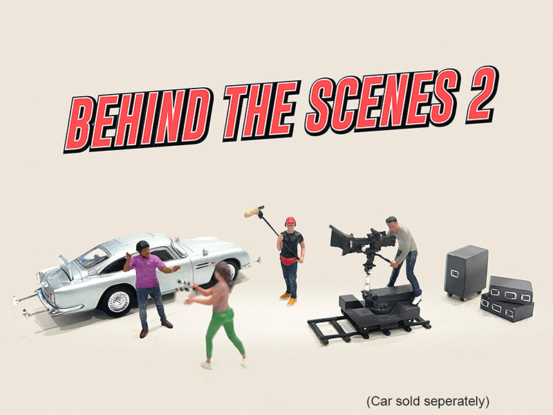 'Behind The Scenes #2' 7 piece (4 People 3 Accessories) Diecast Figures Set 1/64 Scale Models by American Diorama
