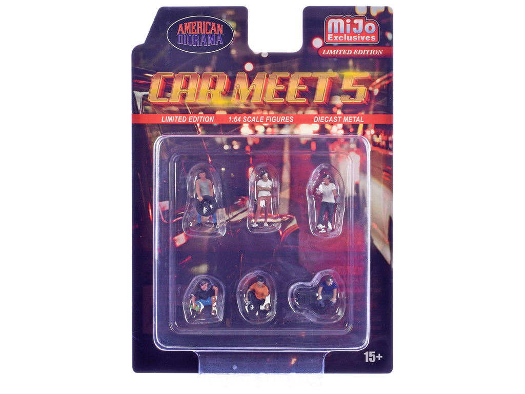 'Car Meet 5' 6 piece Diecast Figure Set Limited Edition for 1/64 Scale Models by American Diorama