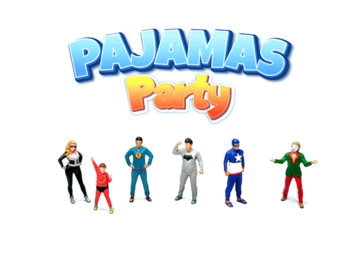 'Pajamas Party' 6 piece Diecast Figure Set (6 Figures) Limited Edition for 1/64 Scale Models by American Diorama