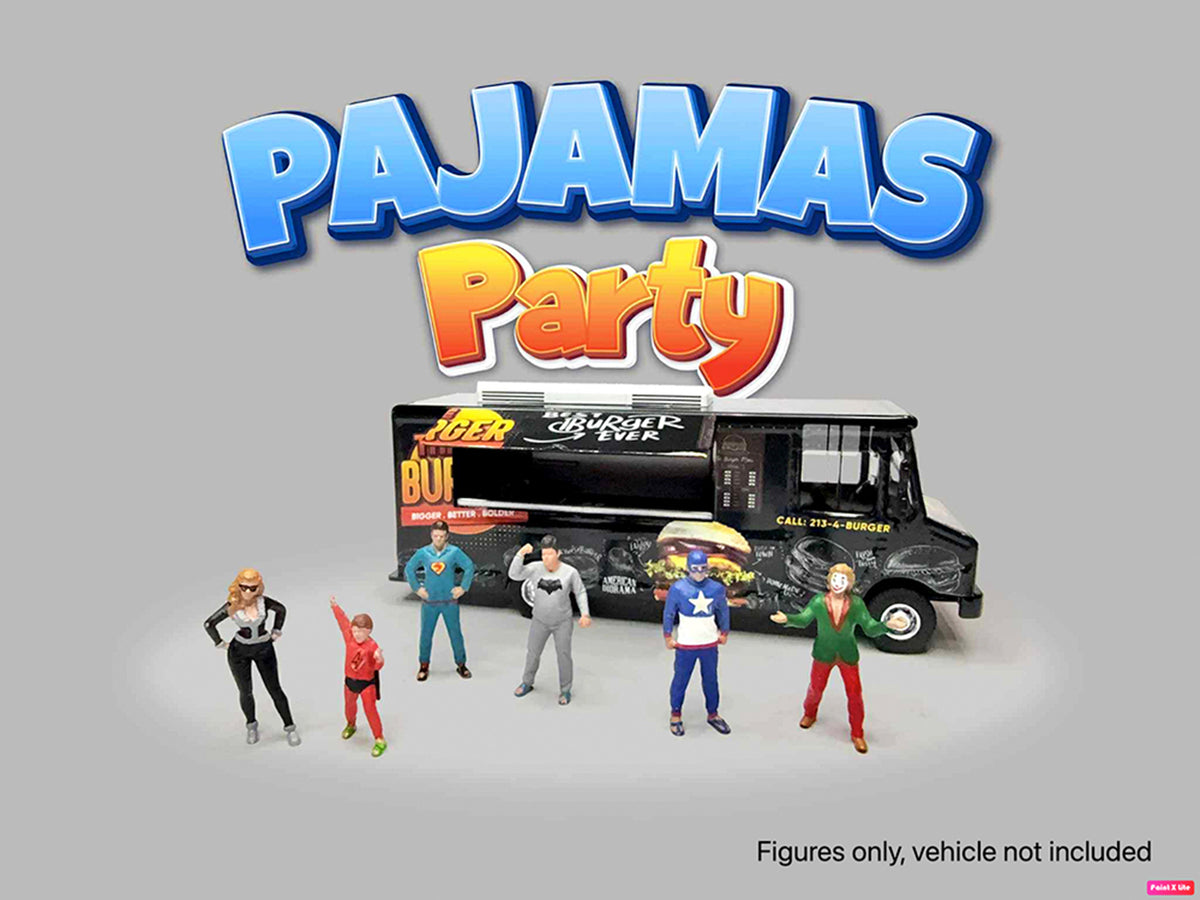 'Pajamas Party' 6 piece Diecast Figure Set (6 Figures) Limited Edition for 1/64 Scale Models by American Diorama