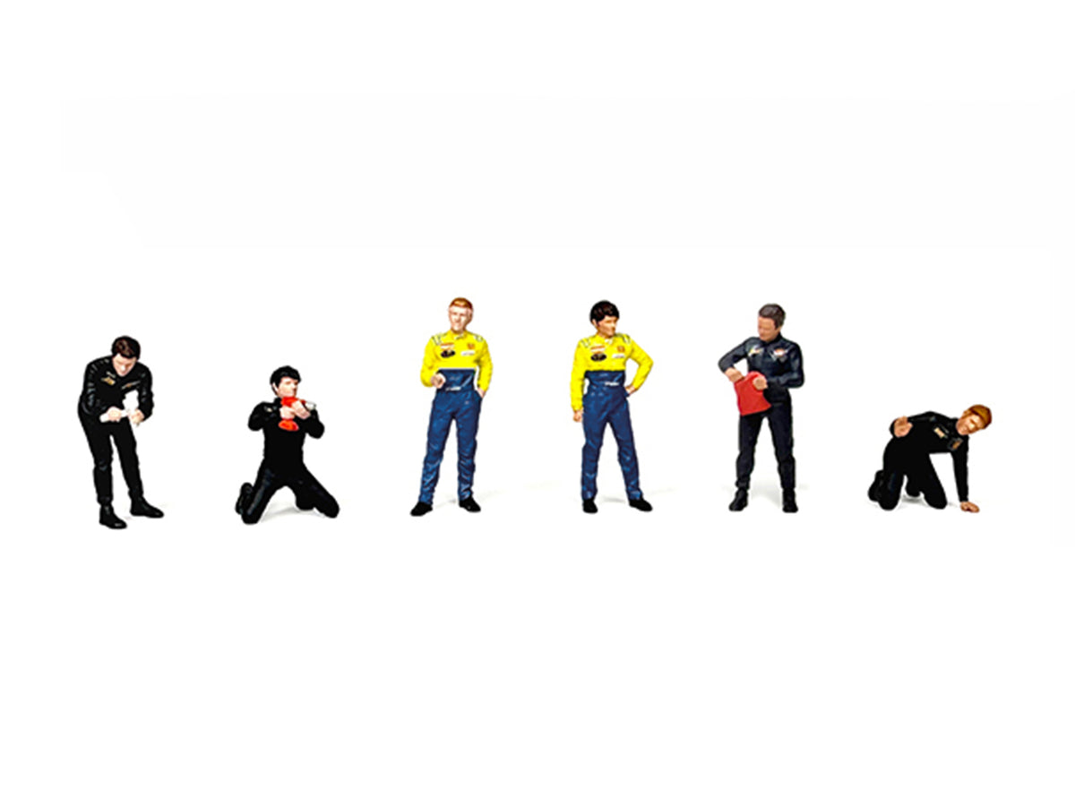 'Race Crew #2' 6 piece Diecast Figure Set (6 Figures) Limited Edition for 1/64 Scale Models by American Diorama