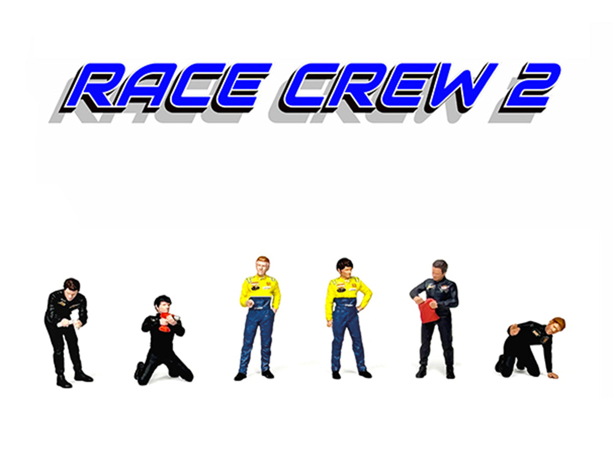 'Race Crew #2' 6 piece Diecast Figure Set (6 Figures) Limited Edition for 1/64 Scale Models by American Diorama
