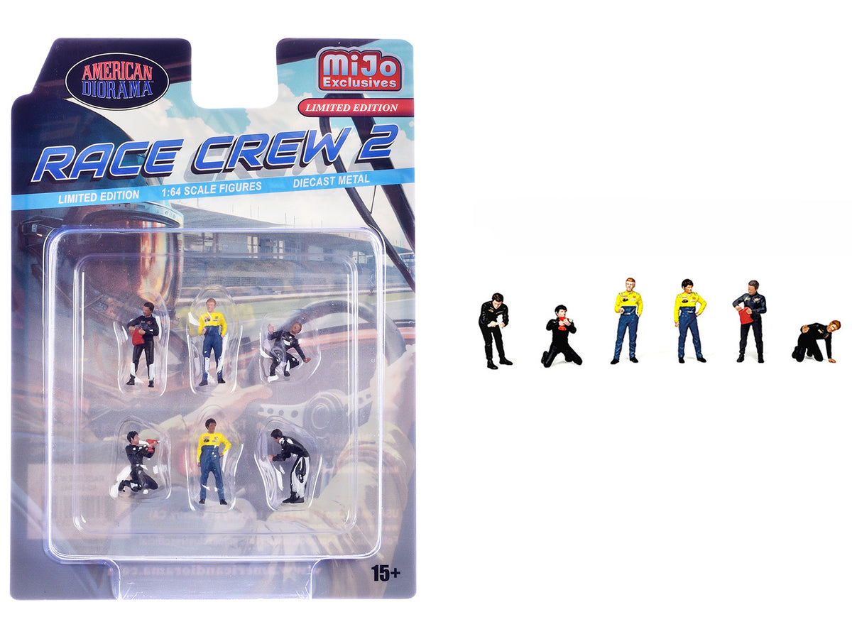 'Race Crew #2' 6 piece Diecast Figure Set (6 Figures) Limited Edition for 1/64 Scale Models by American Diorama