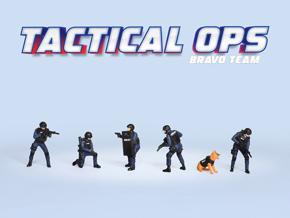 'Tactical Ops Bravo Team' 6 piece Diecast Figure Set (6 Figures) Limited Edition for 1/64 Scale Models by American Diorama