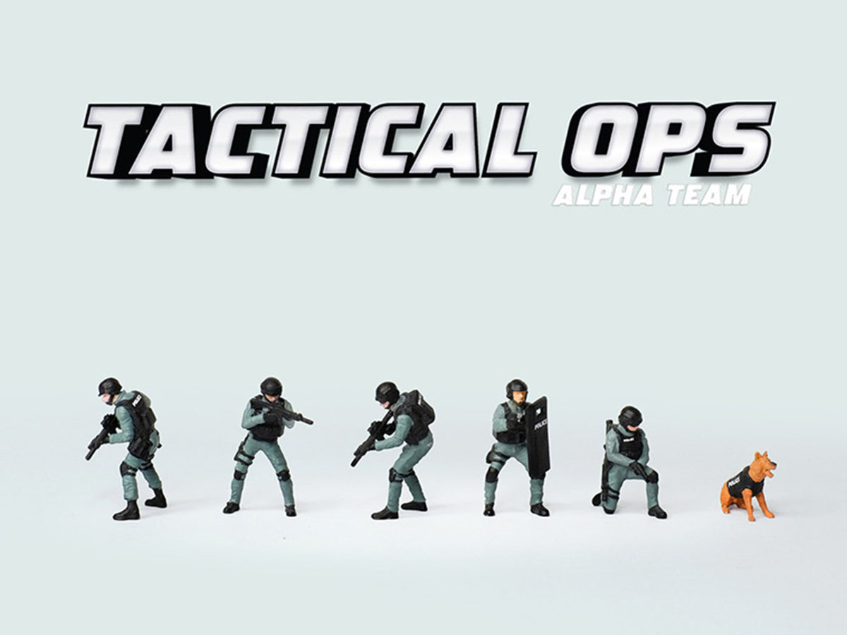 'Tactical Ops Alpha Team' 6 piece Diecast Figure Set (6 Figures) Limited Edition for 1/64 Scale Models by American Diorama