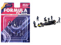 'Formula Pit Crew – Team Blue' 6 piece Diecast Figure Set (6 Figures) Limited Edition for 1/64 Scale Models by American Diorama