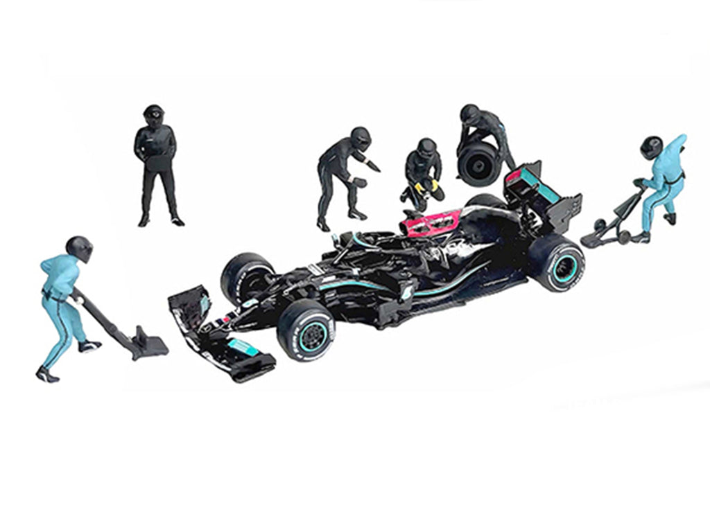 'Formula Pit Crew – Team Black' 6 piece Diecast Figure Set (6 Figures) Limited Edition for 1/64 Scale Models by American Diorama