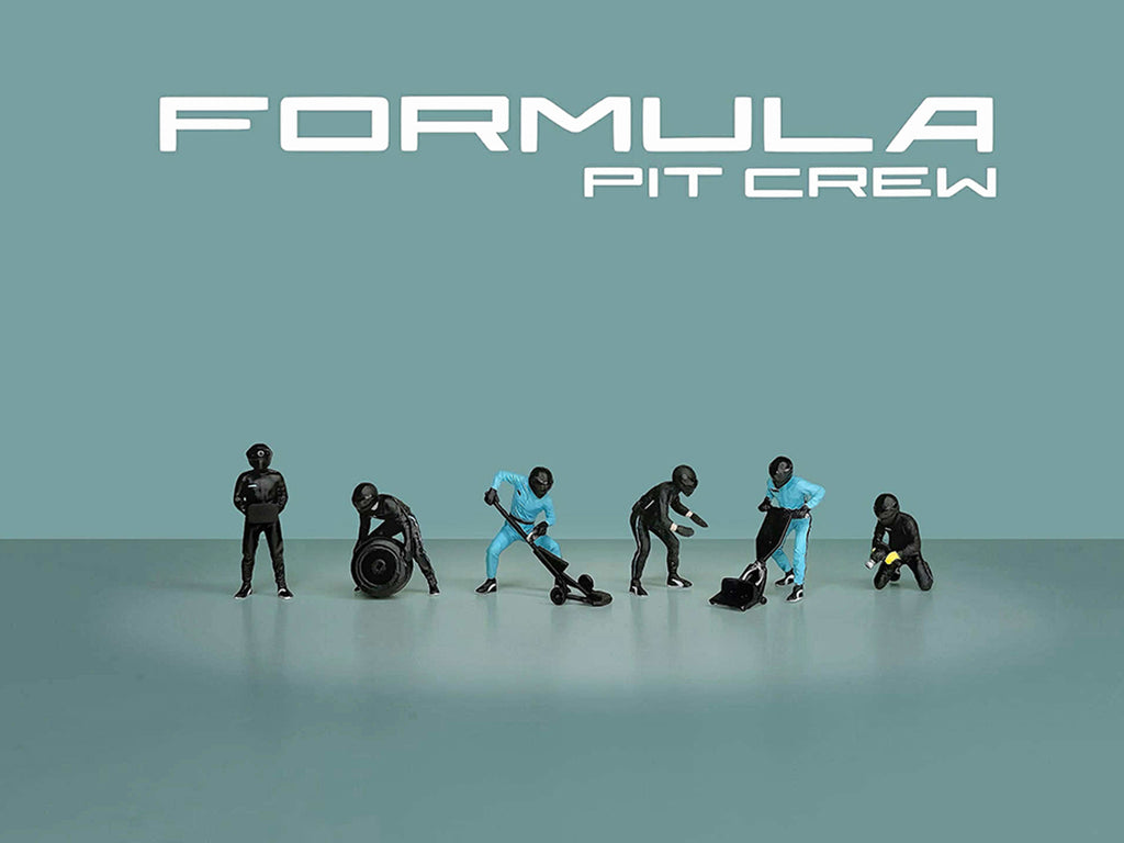 'Formula Pit Crew – Team Black' 6 piece Diecast Figure Set (6 Figures) Limited Edition for 1/64 Scale Models by American Diorama