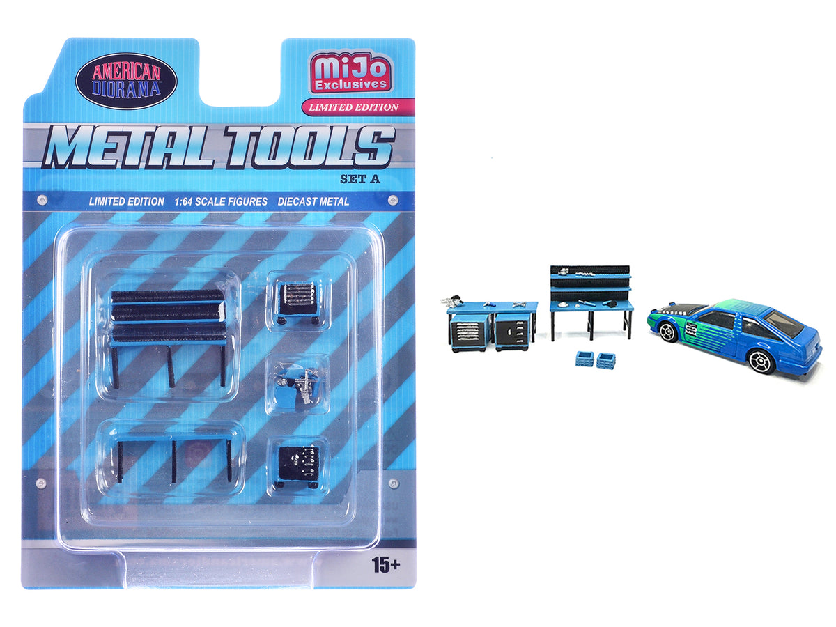 'Metal Tools' Set A Blue of 14 Pieces Limited Edition for 1/64 Scale Models by American Diorama