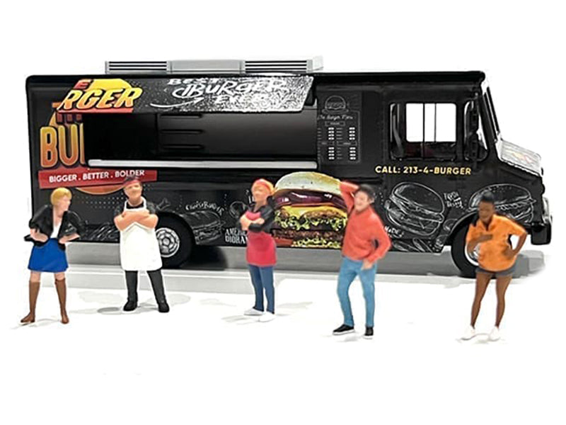 Food Truck 'The Burger Truck' Black with Graphics 1/64 Diecast Model by American Diorama
