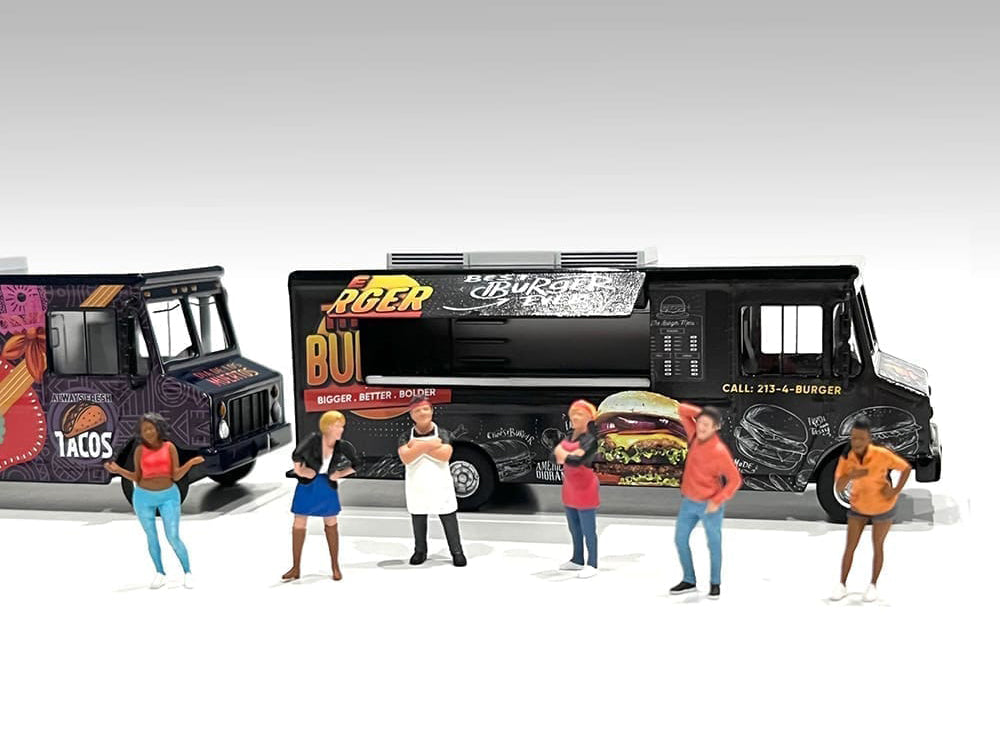 Food Truck 'The Burger Truck' Black with Graphics 1/64 Diecast Model by American Diorama