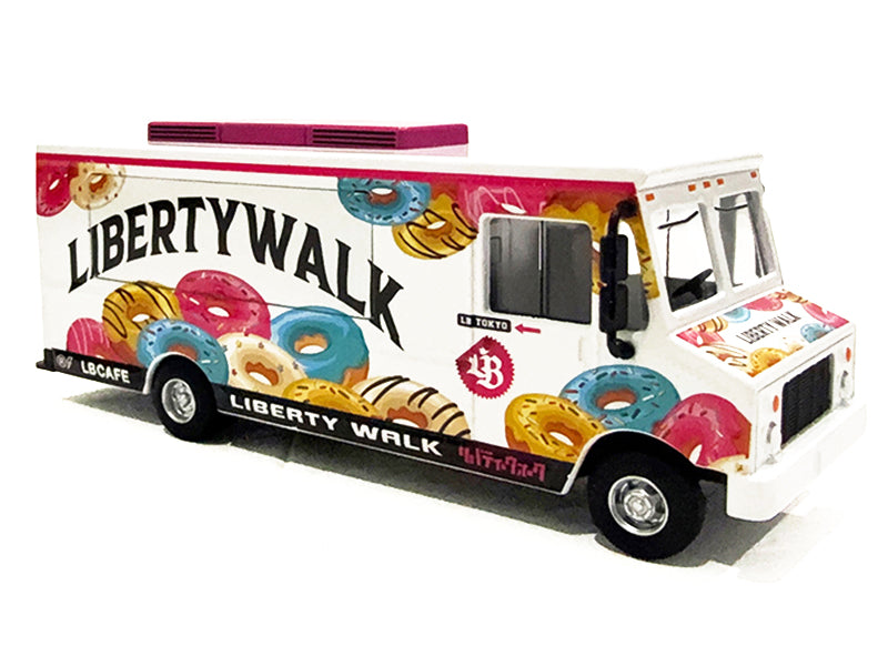 Food Truck 'The LB Cafe Truck - Liberty Walk' White with Graphics 1/64 Diecast Model by American Diorama