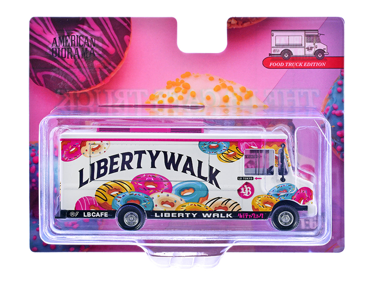 Food Truck 'The LB Cafe Truck - Liberty Walk' White with Graphics 1/64 Diecast Model by American Diorama