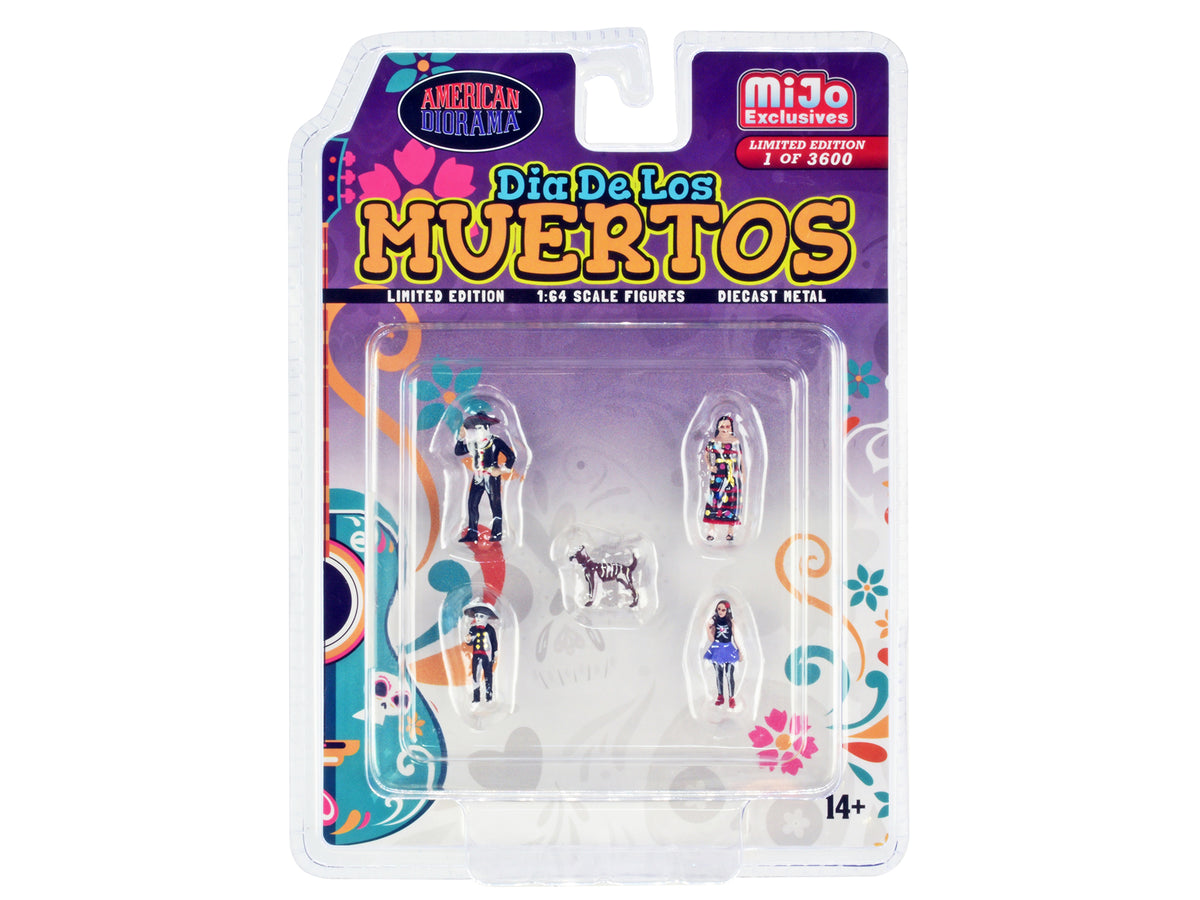 'Dia de los Muertos' 5 piece Diecast Set (2 Adults 2 Children 1 Dog Figures) Limited Edition to 3600 pieces Worldwide for 1/64 Scale Models by American Diorama