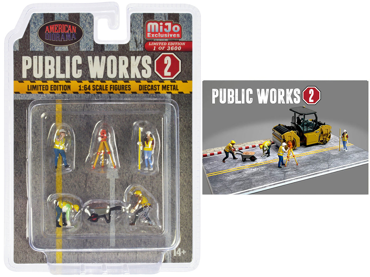 'Public Works 2' 6 piece Diecast Figure Set (4 Figures 1 camera 1 wheelbarrow) Limited Edition to 3600 pieces Worldwide for 1/64 scale models by American Diorama
