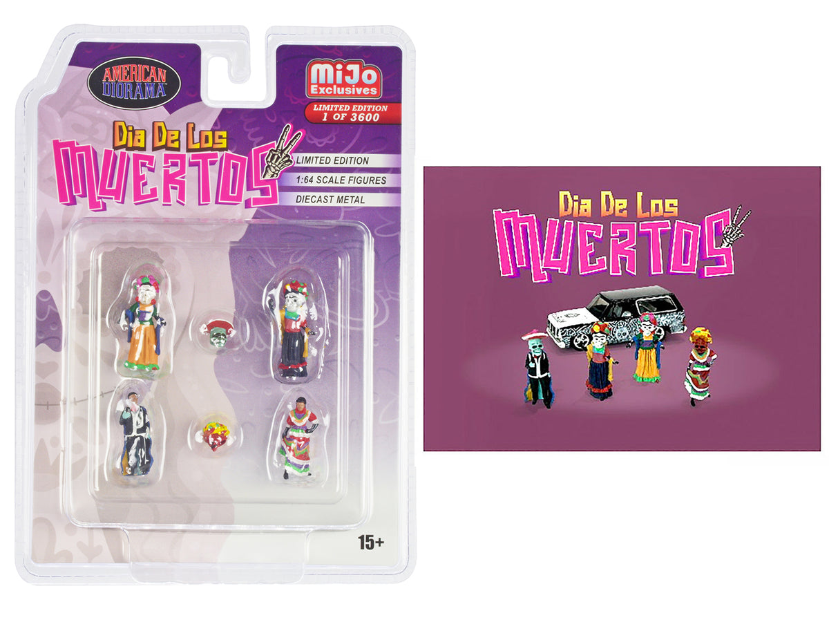 'Dia de los Muertos 2' 6 piece Diecast Set (4 Figures 2 Masks) Limited Edition to 3600 pieces Worldwide for 1/64 Scale Models by American Diorama