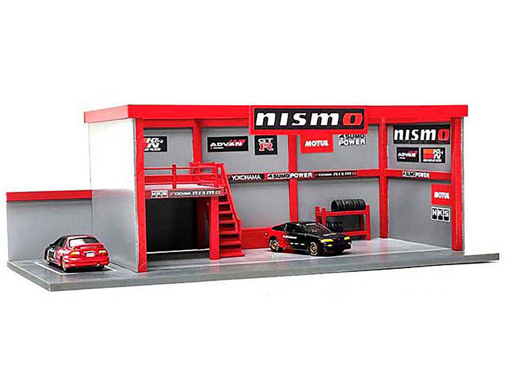 'Garage Diorama Advan' Diorama with Decals for 1/64 Scale Models by American Diorama