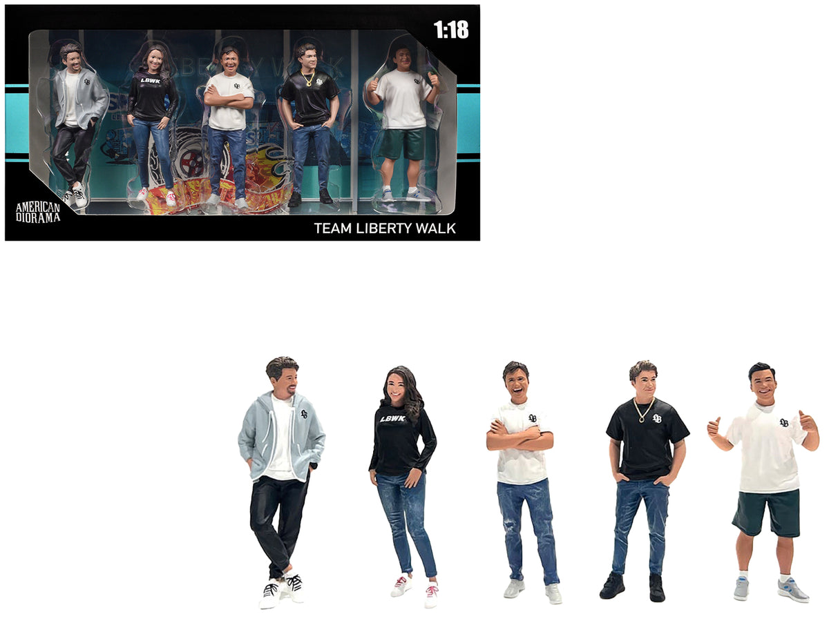 'Team Liberty Walk' 5 piece Figure Set for 1/18 Scale Models by American Diorama