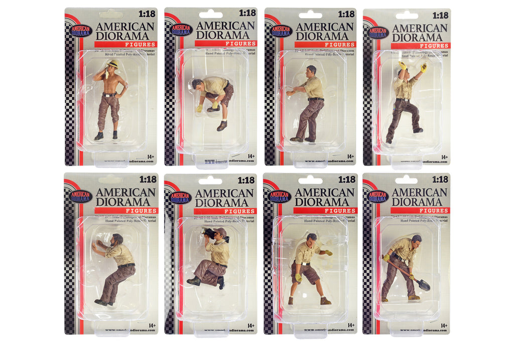 '4X4 Mechanic' 8 piece Figure Set for 1/18 scale models by American Diorama