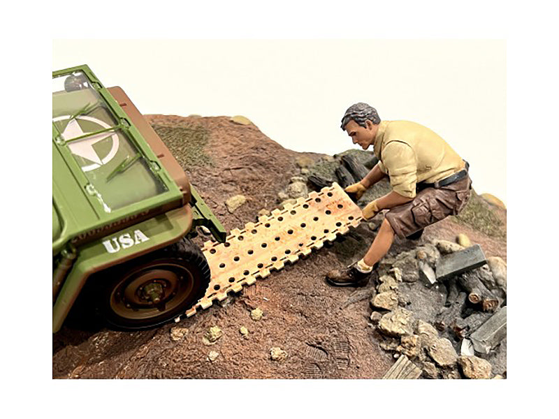'4X4 Mechanic' Figure 2 with Board Accessory for 1/18 Scale Models by American Diorama