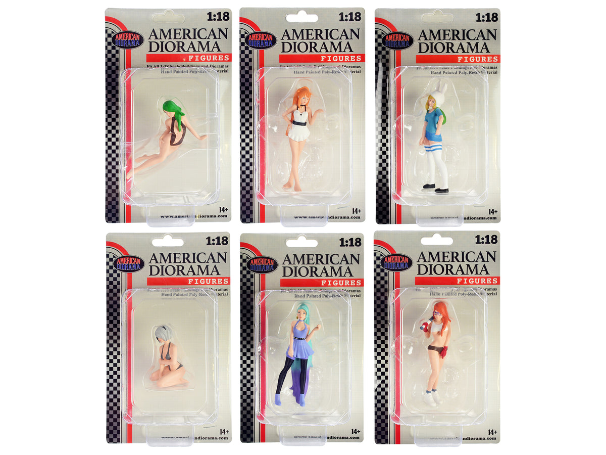 'Cosplay Girls' 6 piece Figure Set for 1/18 Scale Models by American Diorama