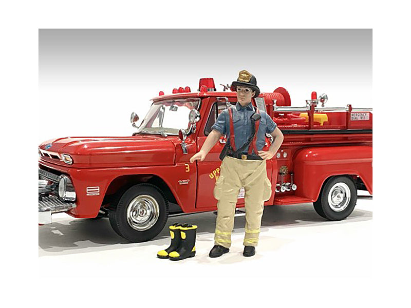 'Firefighters' Getting Ready Figure with Boots Accessory for 1/18 Scale Models by American Diorama