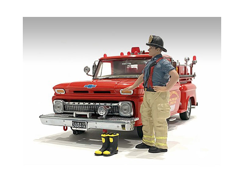 'Firefighters' Getting Ready Figure with Boots Accessory for 1/18 Scale Models by American Diorama