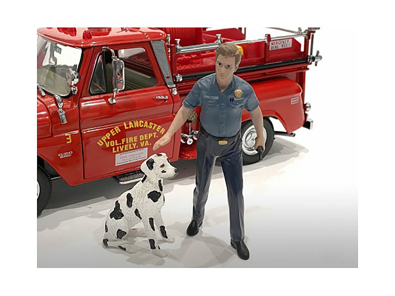 'Firefighters' Fire Dog Training Figures (Trainer and Dog) for 1/18 Scale Models by American Diorama