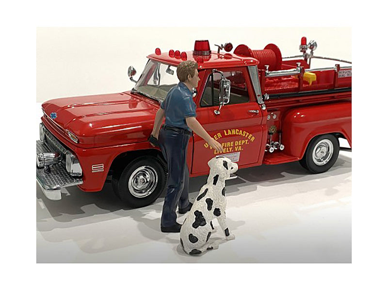 'Firefighters' Fire Dog Training Figures (Trainer and Dog) for 1/18 Scale Models by American Diorama
