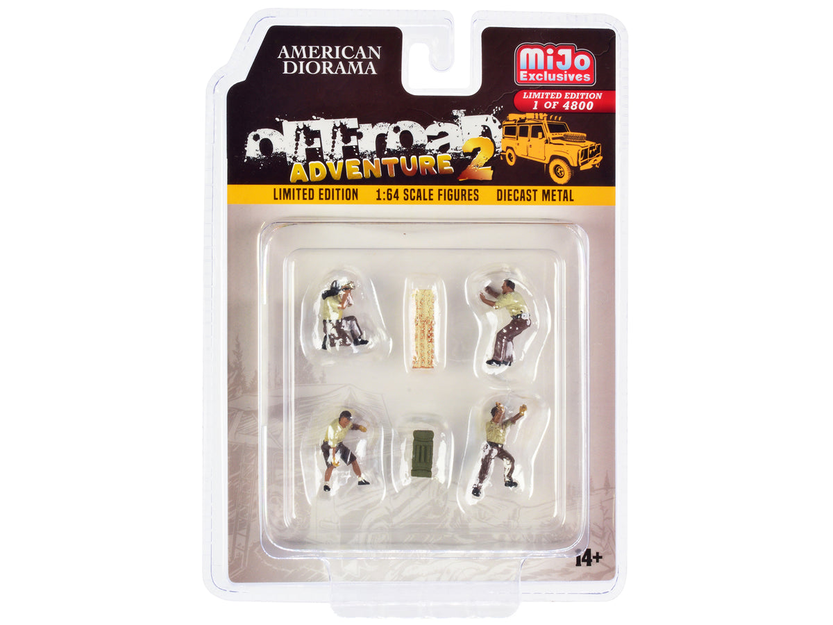 'Off-Road Adventure 2' 6 piece Diecast Set (4 Male Figurines and 2 Accessories) Limited Edition to 4800 pieces Worldwide for 1/64 Scale Models by American Diorama
