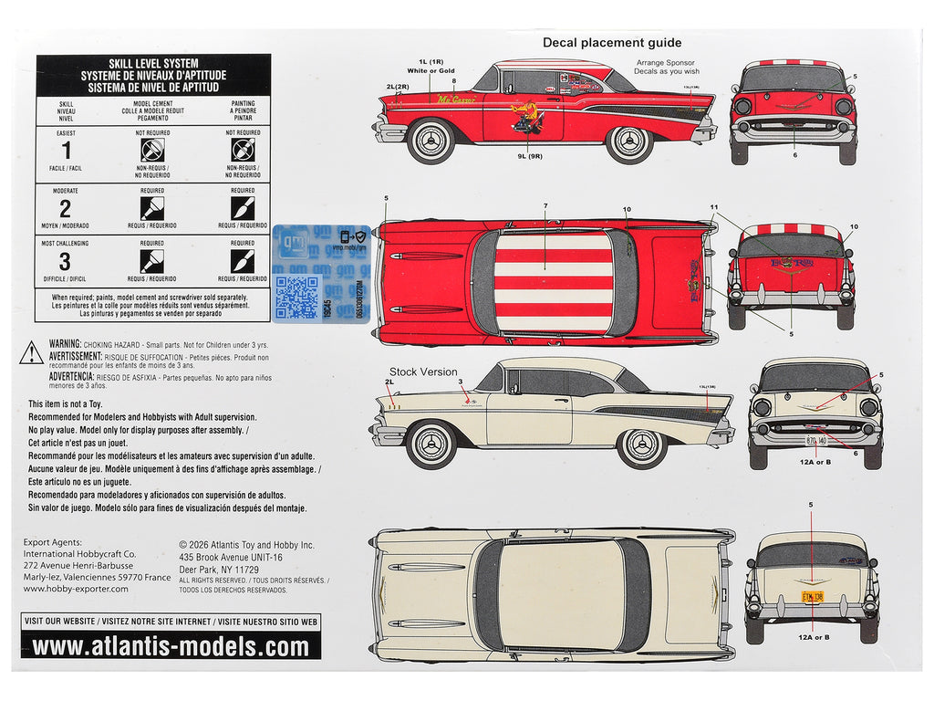 Skill 3 Model Kit 1957 Chevrolet Bel Air Hardtop 1/25 Scale Model by Atlantis