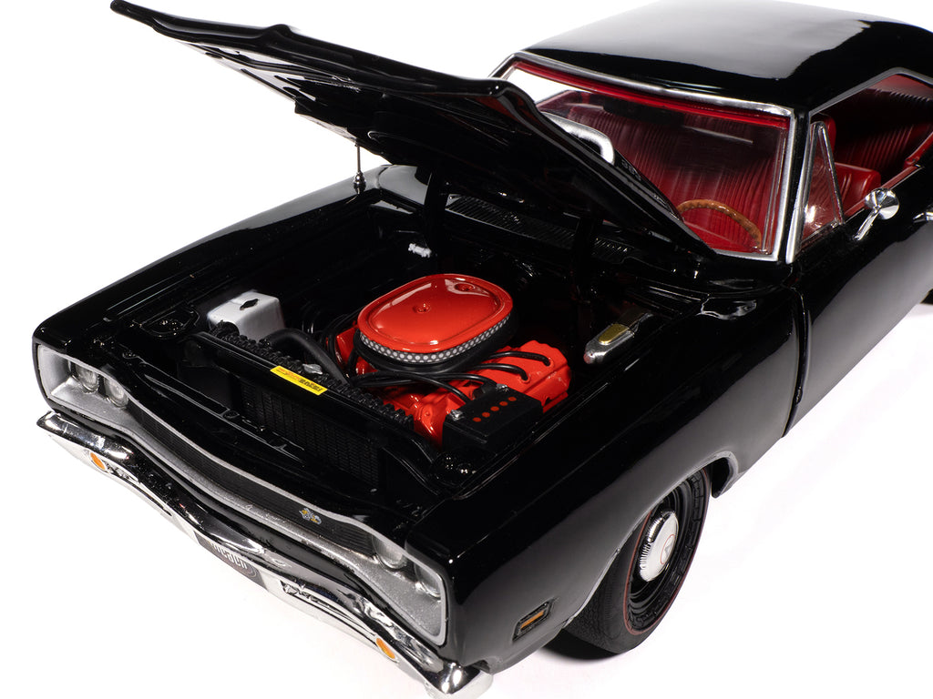 1969 Dodge Coronet Super Bee 'Muscle Car & Corvette Nationals' (MCACN) Black with Red Interior 'American Muscle' Series 1/18 Diecast Model Car by Auto World