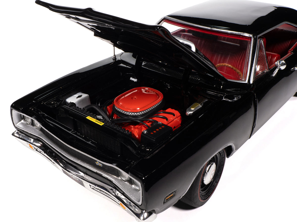 1969 Dodge Coronet Super Bee 'Muscle Car & Corvette Nationals' (MCACN) Black with Red Interior 'American Muscle' Series 1/18 Diecast Model Car by Auto World