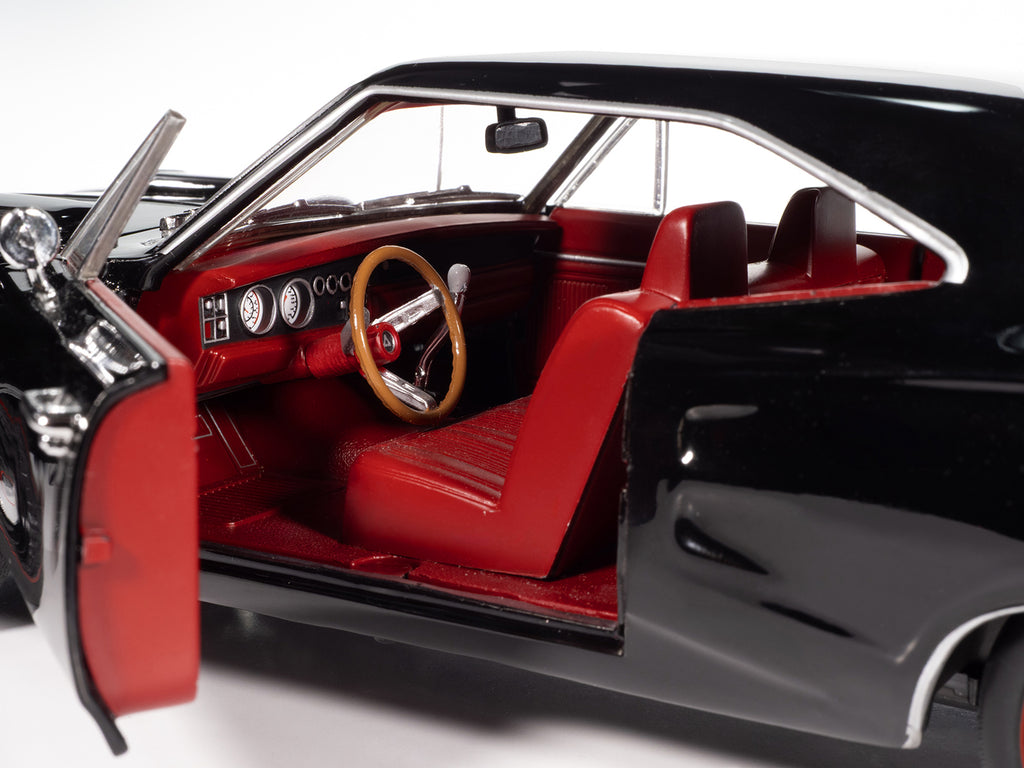 1969 Dodge Coronet Super Bee 'Muscle Car & Corvette Nationals' (MCACN) Black with Red Interior 'American Muscle' Series 1/18 Diecast Model Car by Auto World