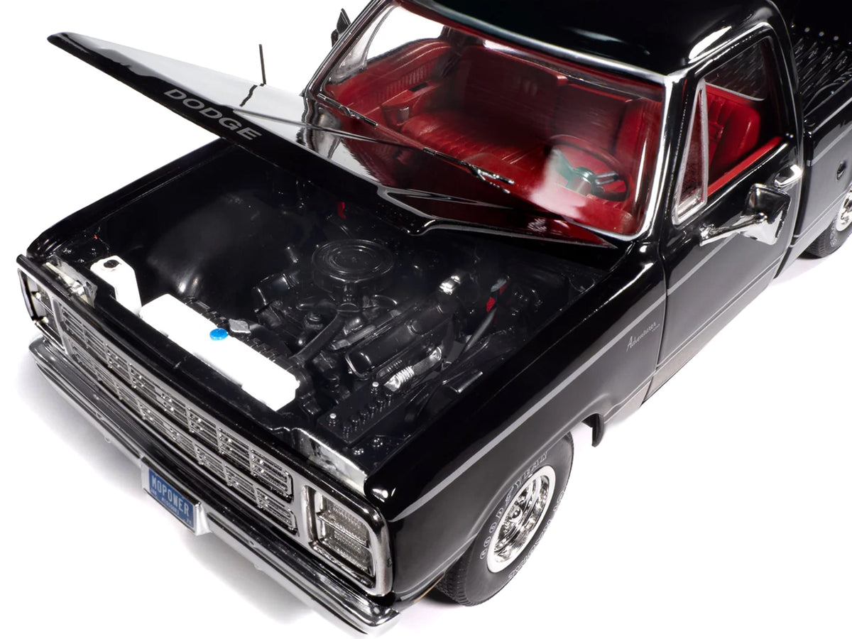 1979 Dodge Adventurer Sweptline Pickup Truck Black with Red Interior 'American Muscle' Series 1/18 Diecast Model Car by Auto World