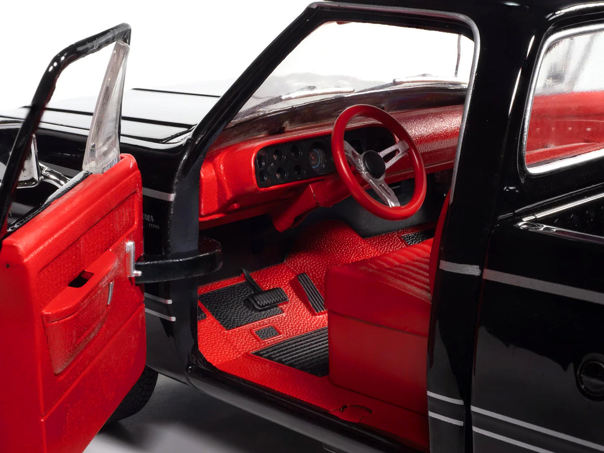 1979 Dodge Adventurer Sweptline Pickup Truck Black with Red Interior 'American Muscle' Series 1/18 Diecast Model Car by Auto World