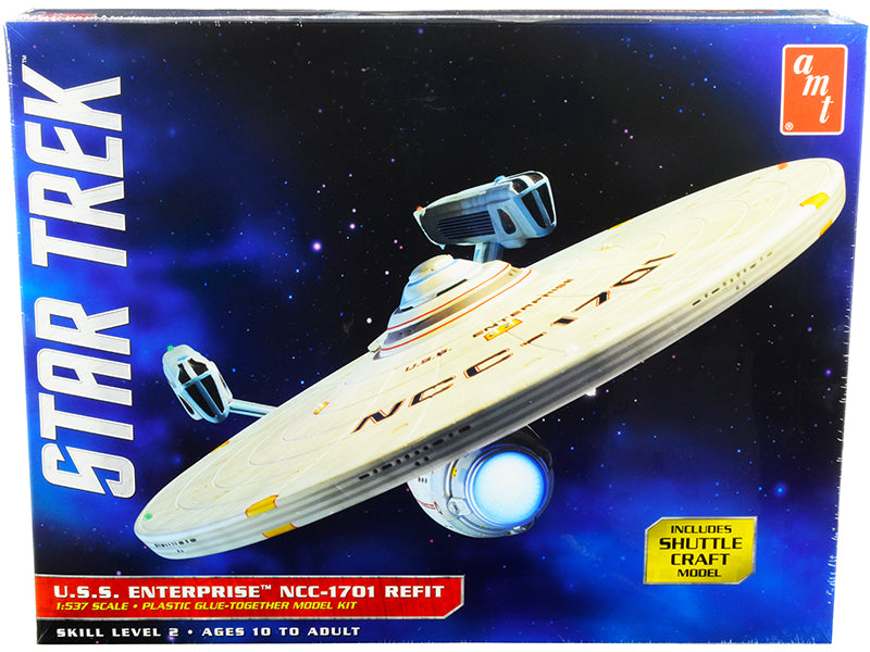 Skill 2 Model Kit U.S.S. Enterprise NCC-1701 Refit Starship 'Star Trek' 1/537 Scale Model by AMT