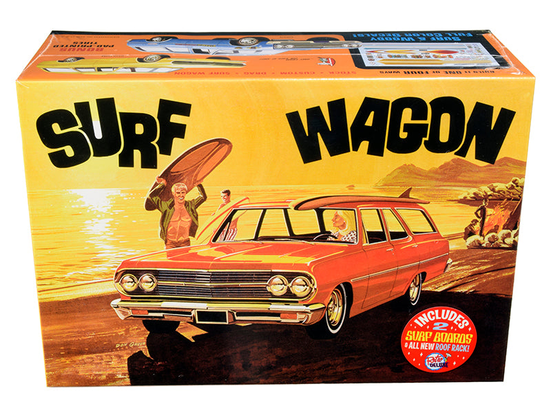 Skill 2 Model Kit 1965 Chevrolet Chevelle 'Surf Wagon' with Two Surf Boards 4 in 1 Kit 1/25 Scale Model by AMT