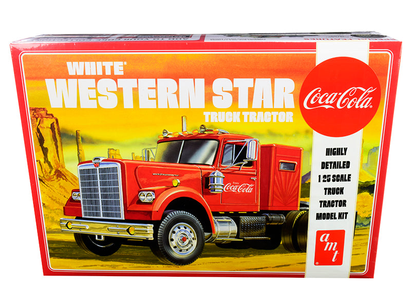 Skill 3 Model Kit White Western Star Semi Truck Tractor 'Coca-Cola' 1/25 Scale Model by AMT