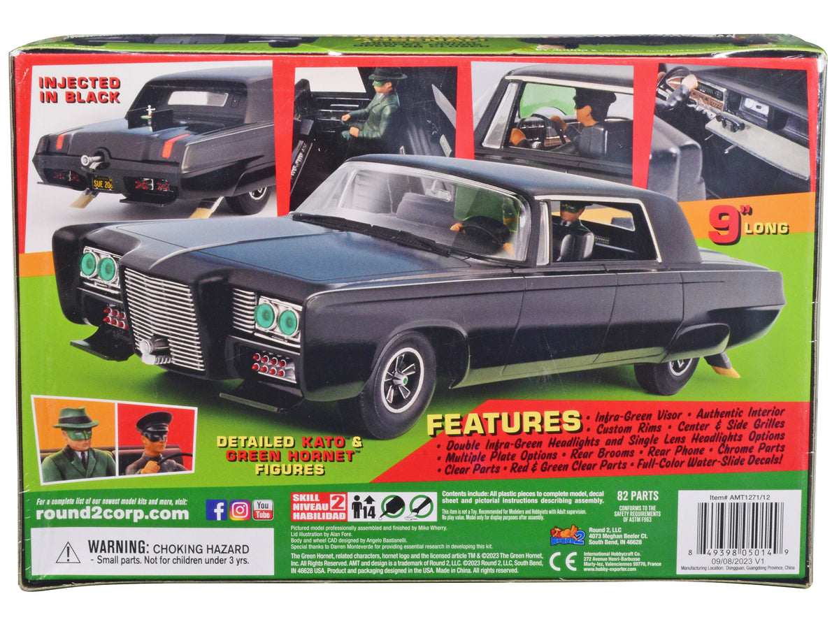 Skill 2 Model Kit Black Beauty 'The Green Hornet' (1966–1967) TV Series with Green Hornet and Kato Figures 1/25 Scale Model by AMT