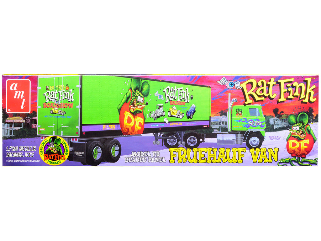 Skill 3 Model Kit Fruehauf FB Beaded Panel Van Trailer 'Rat Fink' 1/25 Scale Model by AMT