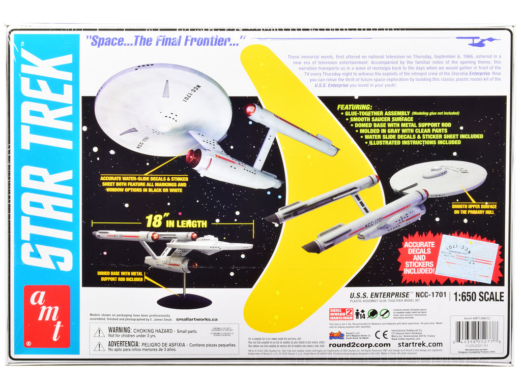 Skill 2 Model Kit U.S.S. Enterprise NCC-1701 Space Ship 'Star Trek' 1/650 Scale Model by AMT